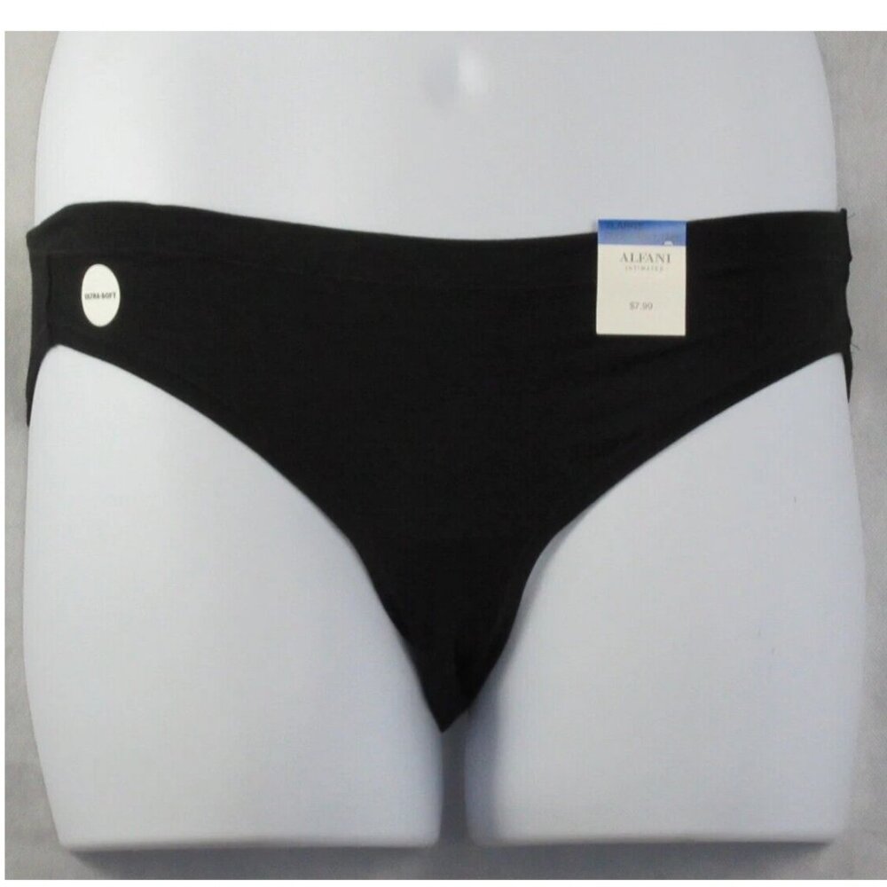 Alfani Women's Soft Rayon Bikini Panty Underwear, Deep Black, XL